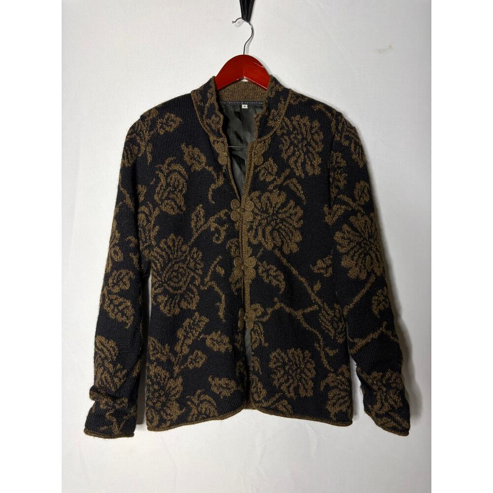 Peruvian Connection Floral Cardigan Sweater Heavyweight Pure Alpaca Floral Sz S